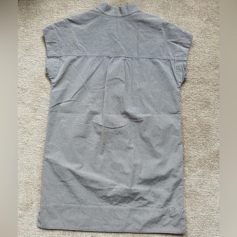Everlane Easy Workwear Dress - Tan and Navy Stripes - Picture 4 of 9